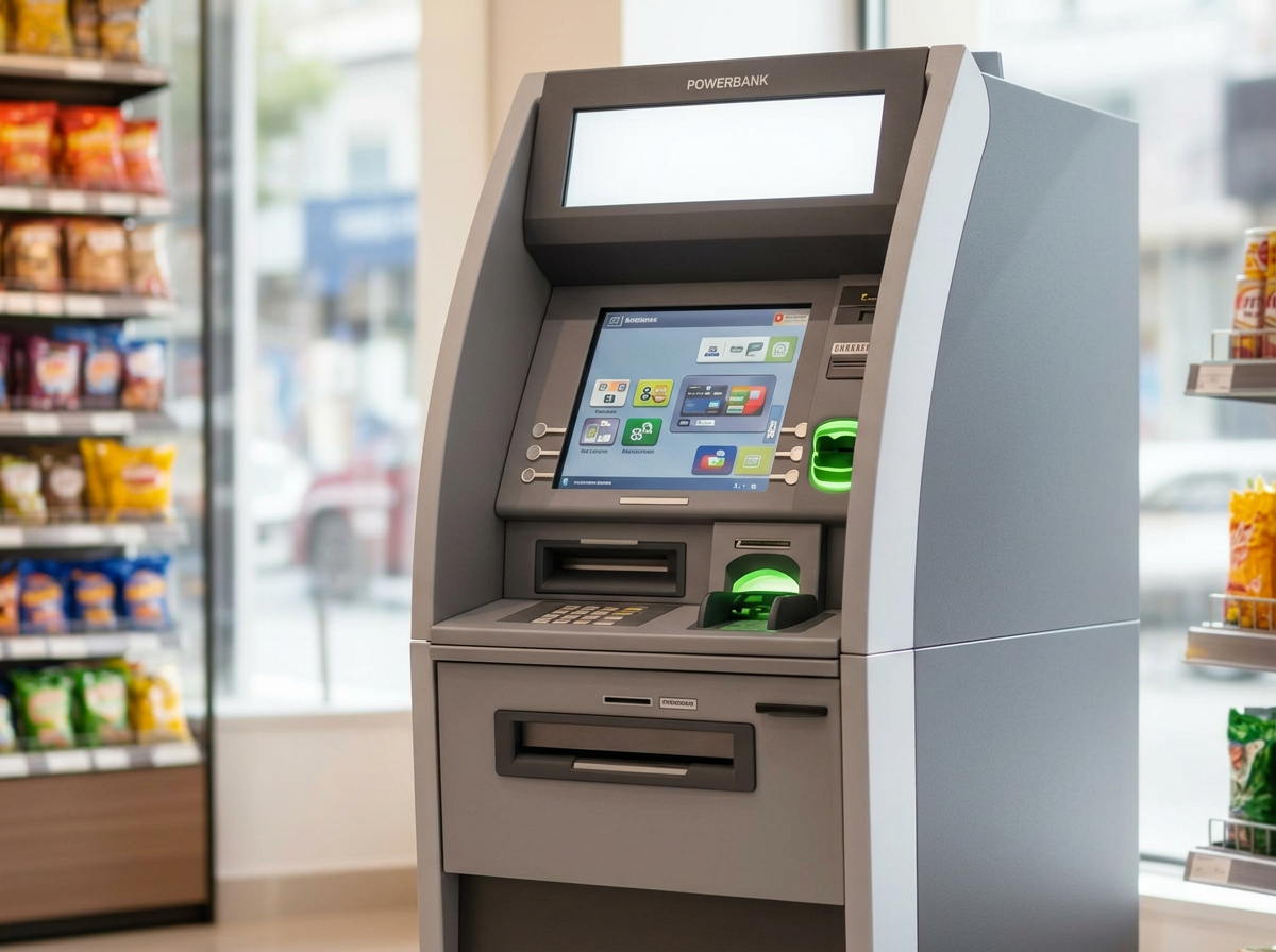 Freestanding ATM inside a convenience store